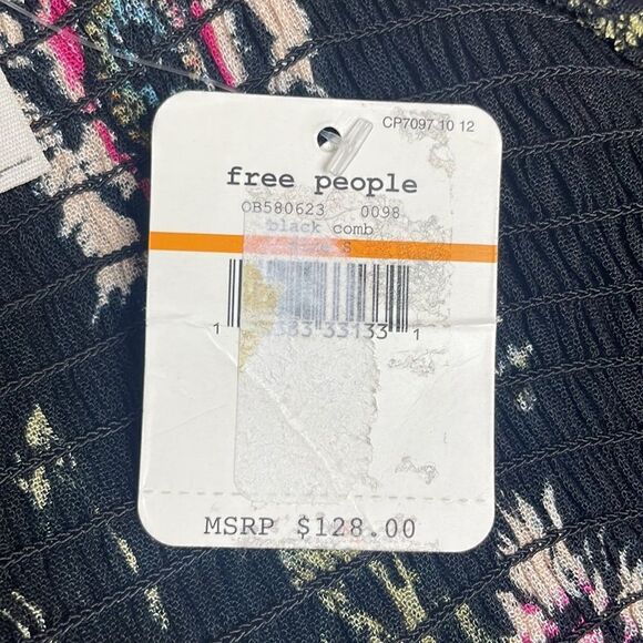 Free People Floral Print Smocked Top Gauze Tank Top NEW size S - Picture 9 of 16